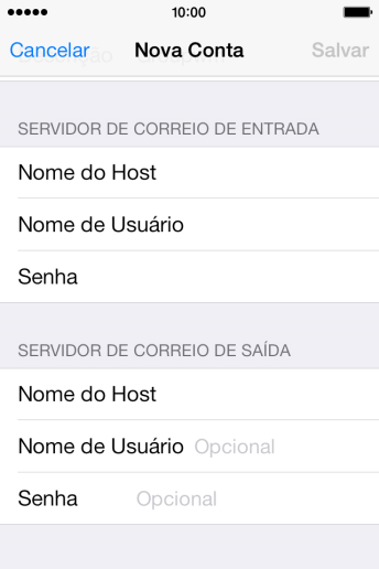 Pressione Nome de Usuário, e digite o nome de usuário da sua conta e-mail. Pressione Nome de Usuário, e digite o nome de usuário da sua conta e-mail.