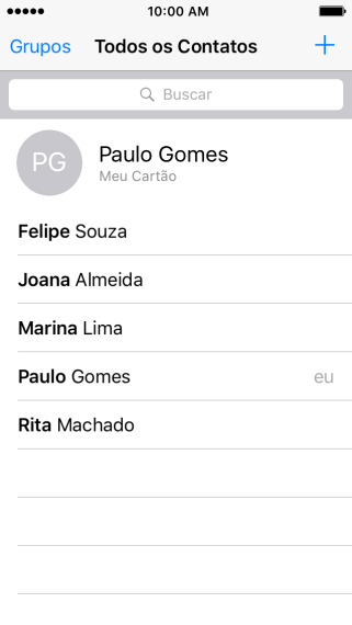 Pressione o ícone de novo contato. Pressione o ícone de novo contato.