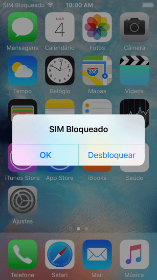 Se o seu chip estiver bloqueado, você deve pressionar Desbloquear. Se o seu chip estiver bloqueado, você deve pressionar Desbloquear.