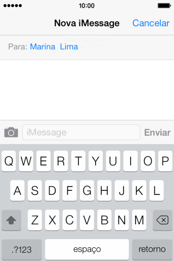 Se o destinatário puder receber iMessages, o texto iMessage aparece no campo de escrever. Se o destinatário puder receber iMessages, o texto iMessage aparece no campo de escrever.