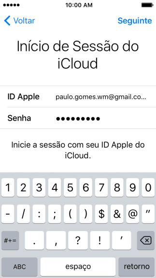Pressione Seguinte, e siga as indicações da tela para proteger seu Apple ID com uma pergunta de segurança. Pressione Seguinte, e siga as indicações da tela para proteger seu Apple ID com uma pergunta de segurança.