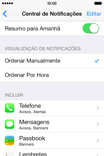 Pressione Ordenar Por Hora para selecionar as notificações de acordo com a hora. Pressione Ordenar Por Hora para selecionar as notificações de acordo com a hora.