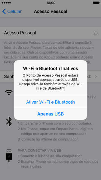 Pressione Ativar Wi-Fi e Bluetooth. Pressione Ativar Wi-Fi e Bluetooth.