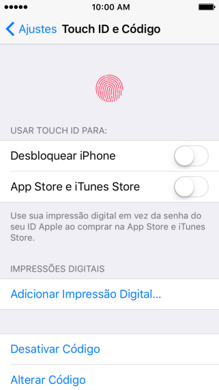 Pressione Desativar Código, e digite o código de bloqueio do celular. Pressione Desativar Código, e digite o código de bloqueio do celular.