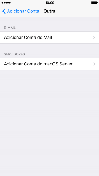 Pressione Adicionar Conta do Mail. Pressione Adicionar Conta do Mail.