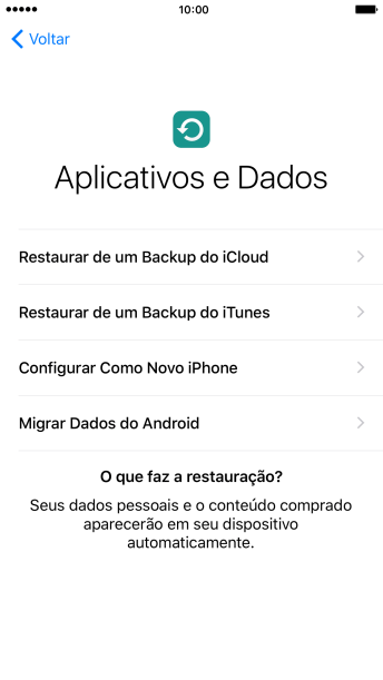 Pressione Restaurar de um Backup do iCloud. Pressione Restaurar de um Backup do iCloud.