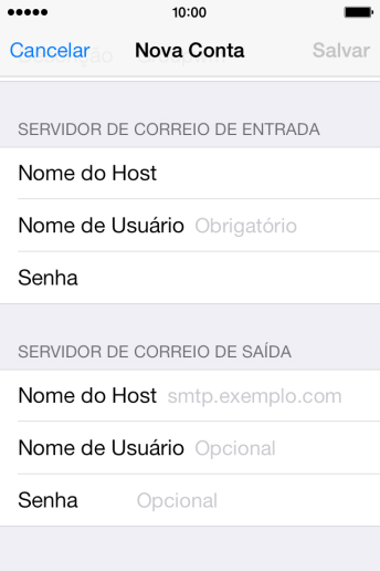 Pressione Nome de Usuário, e digite o nome de usuário da sua conta e-mail. Pressione Nome de Usuário, e digite o nome de usuário da sua conta e-mail.