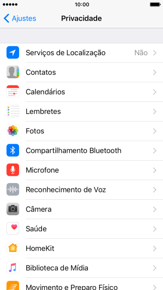 Pressione Serviços de Localização. Pressione Serviços de Localização.