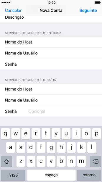 Pressione Senha e digite a senha da sua conta e-mail. Pressione Senha e digite a senha da sua conta e-mail.