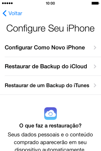 Pressione Restaurar de Backup do iCloud. Pressione Restaurar de Backup do iCloud.