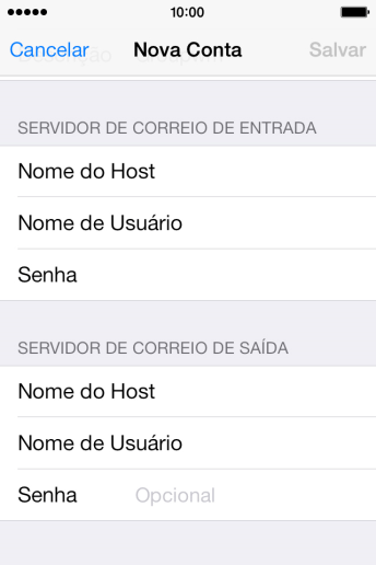 Pressione Senha e digite a senha da sua conta e-mail. Pressione Senha e digite a senha da sua conta e-mail.
