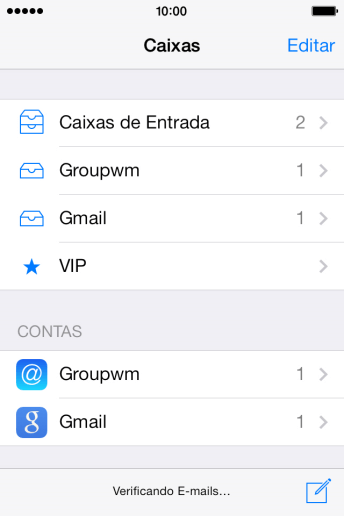 Pressione a conta de e-mail desejada. Pressione a conta de e-mail desejada.