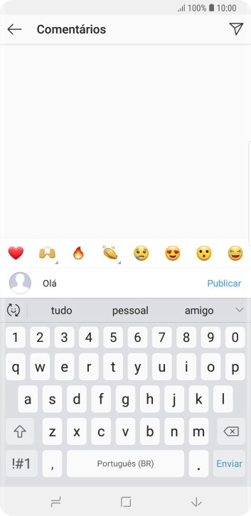 Escreva o texto desejado, e pressione o ícone de enviar. Escreva o texto desejado, e pressione o ícone de enviar.