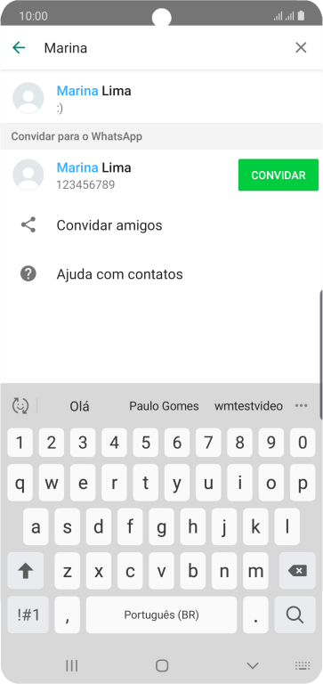 Pressione o contato desejado. Pressione o contato desejado.