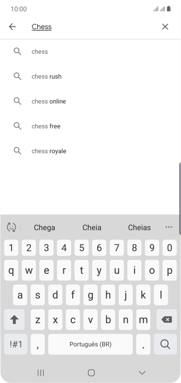 Insira o nome ou assunto do app desejado, e pressione o ícone de busca. Insira o nome ou assunto do app desejado, e pressione o ícone de busca.