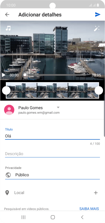 Escreva o texto desejado, e pressione o ícone de upload. Escreva o texto desejado, e pressione o ícone de upload.