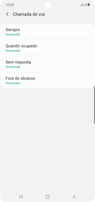 Pressione o tipo de encaminhamento desejado. Pressione o tipo de encaminhamento desejado.