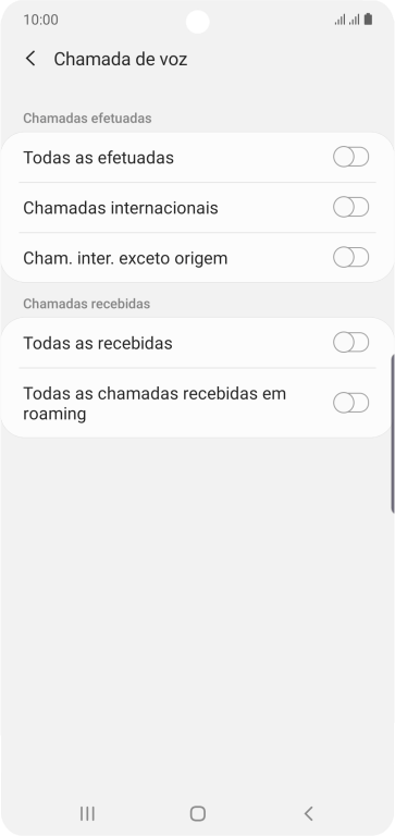 Pressione o indicador ao lado do tipo de bloqueio desejado para ativar ou desativar a função. Pressione o indicador ao lado do tipo de bloqueio desejado para ativar ou desativar a função.