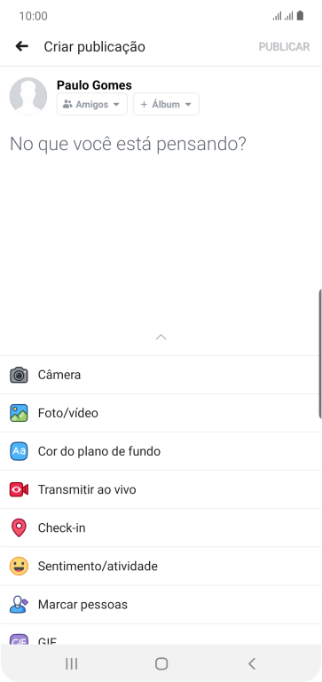Pressione o campo de escrever, e digite a atualização desejada. Pressione o campo de escrever, e digite a atualização desejada.