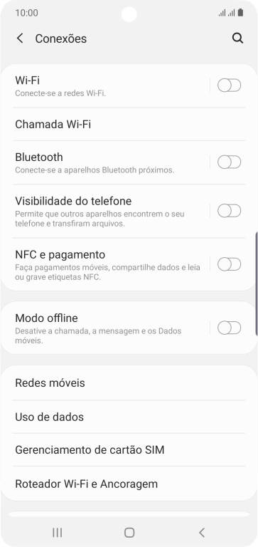 Pressione Redes móveis. Pressione Redes móveis.