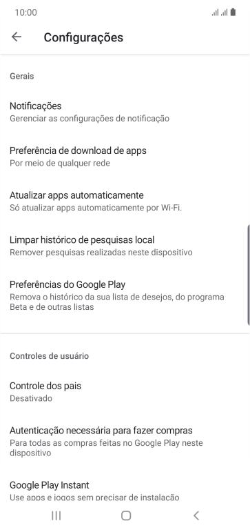 Pressione Atualizar apps automaticamente. Pressione Atualizar apps automaticamente.