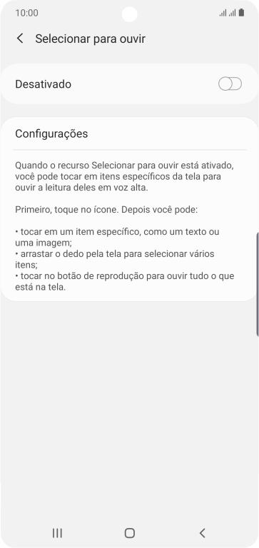 Pressione o indicador para ativar a função. Pressione o indicador para ativar a função.