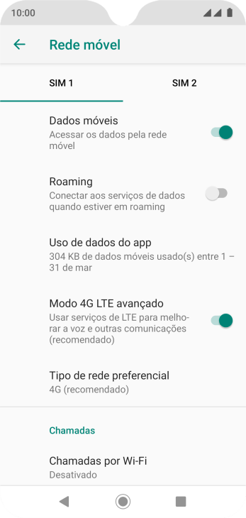 Pressione Tipo de rede preferencial. Pressione Tipo de rede preferencial.