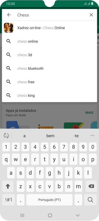 Insira o nome ou assunto do app desejado, e pressione o ícone de busca. Insira o nome ou assunto do app desejado, e pressione o ícone de busca.