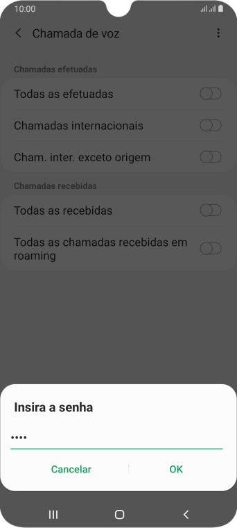 Digite sua senha de bloqueio, e pressione OK. Digite sua senha de bloqueio, e pressione OK.