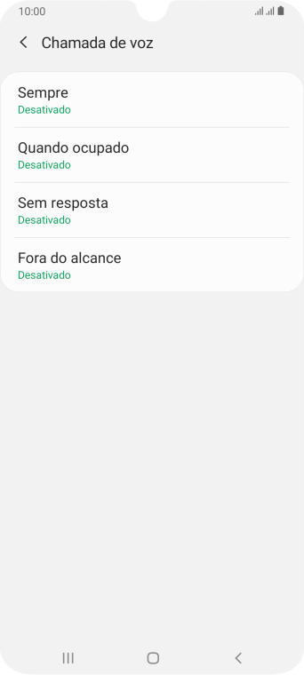 Pressione o tipo de encaminhamento desejado. Pressione o tipo de encaminhamento desejado.