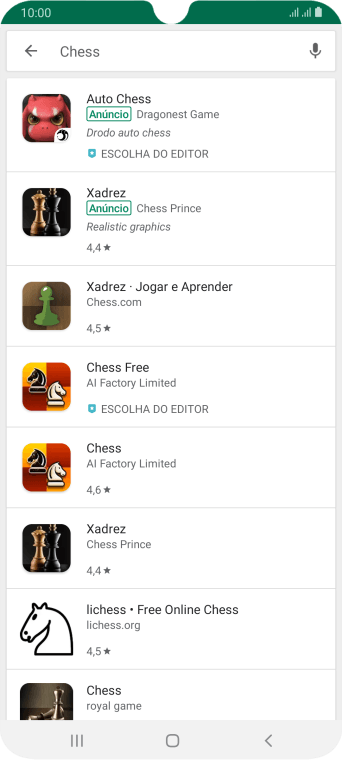Pressione o app desejado. Pressione o app desejado.