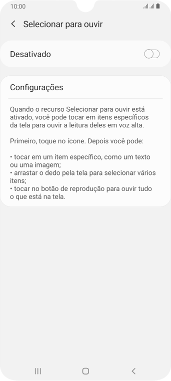 Pressione o indicador para ativar a função. Pressione o indicador para ativar a função.