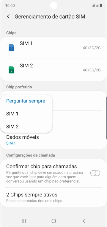Pressione a configuração desejada. Pressione a configuração desejada.