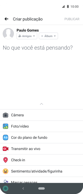 Pressione o campo de escrever, e digite a atualização desejada. Pressione o campo de escrever, e digite a atualização desejada.