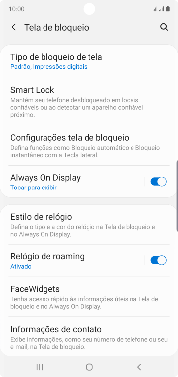 Pressione Tipo de bloqueio de tela, e digite o código de bloqueio atual. Pressione Tipo de bloqueio de tela, e digite o código de bloqueio atual.
