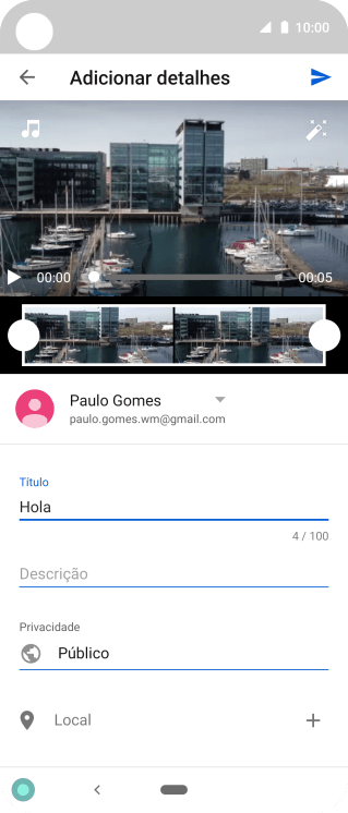 Escreva o texto desejado, e pressione o ícone de upload. Escreva o texto desejado, e pressione o ícone de upload.