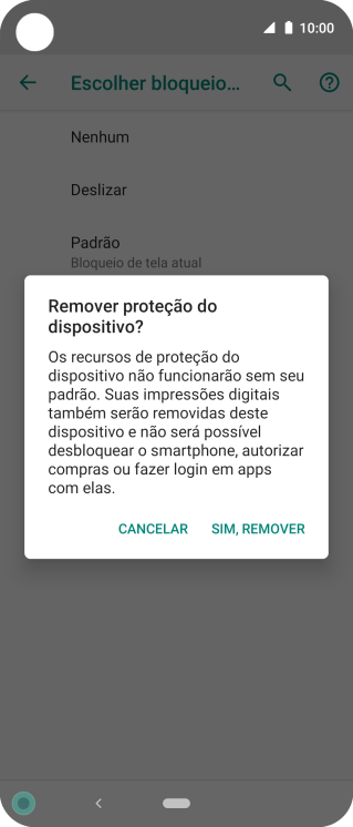 Pressione SIM, REMOVER. Pressione SIM, REMOVER.