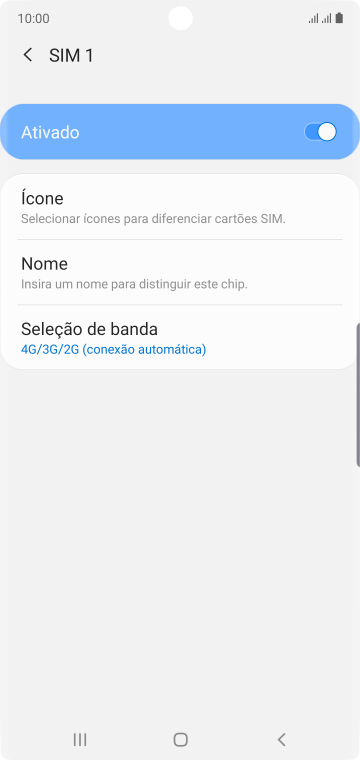 Pressione o indicador para ativar ou desativar o TIMchip. Pressione o indicador para ativar ou desativar o TIMchip.