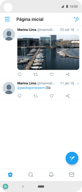 Pressione o ícone de novo tweet. Pressione o ícone de novo tweet.