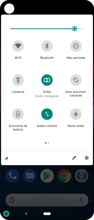 Pressione o ícone de configurações. Pressione o ícone de configurações.
