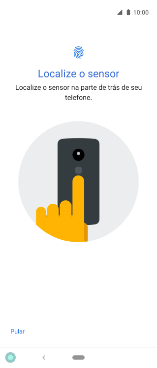 Siga as instruções na tela para configurar o código de bloqueio do celular com impressão digital. Siga as instruções na tela para configurar o código de bloqueio do celular com impressão digital.