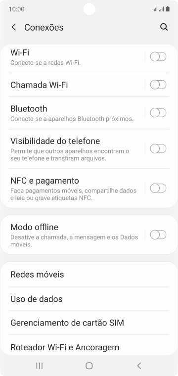 Pressione Redes móveis. Pressione Redes móveis.