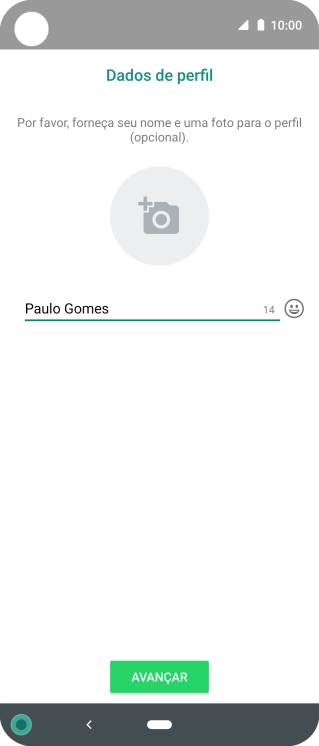 Digite o nome do usuário, e pressione AVANÇAR. Digite o nome do usuário, e pressione AVANÇAR.