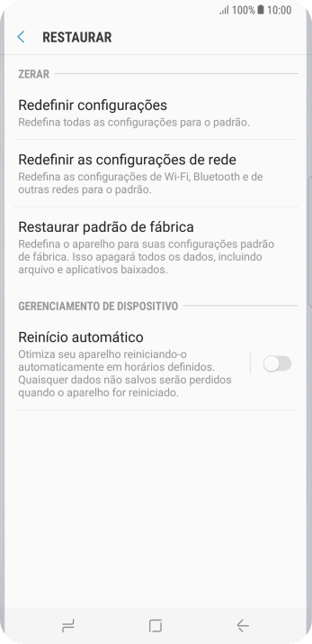 Pressione Restaurar padrão de fábrica. Pressione Restaurar padrão de fábrica.