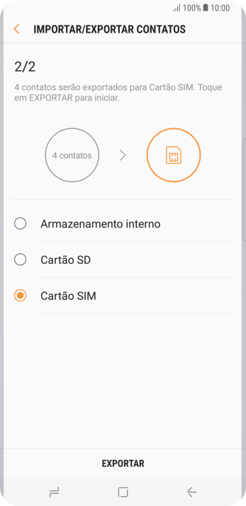 Pressione EXPORTAR. Pressione EXPORTAR.