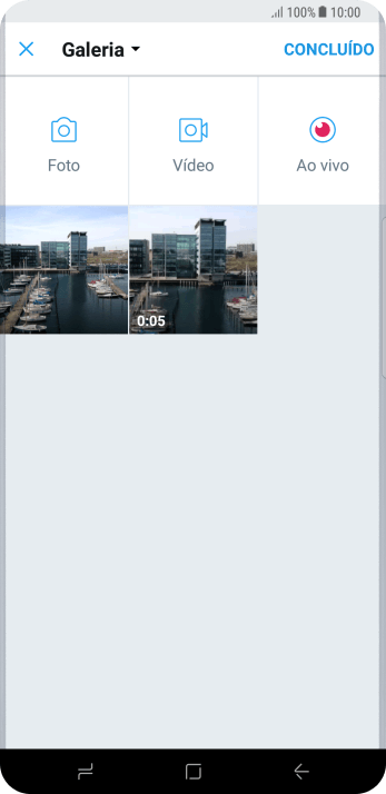 Pressione a foto ou o vídeo desejado. Pressione a foto ou o vídeo desejado.