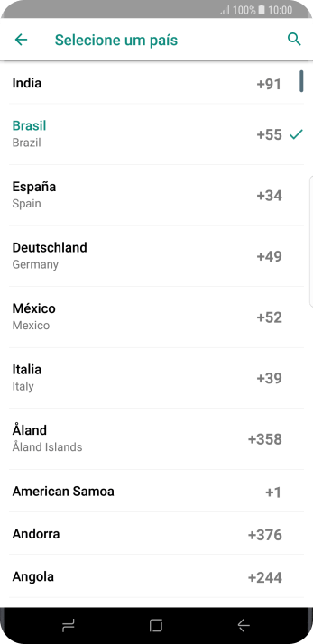 Pressione o país desejado. Pressione o país desejado.