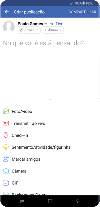 Pressione o campo de escrever, e digite o texto desejado. Pressione o campo de escrever, e digite o texto desejado.