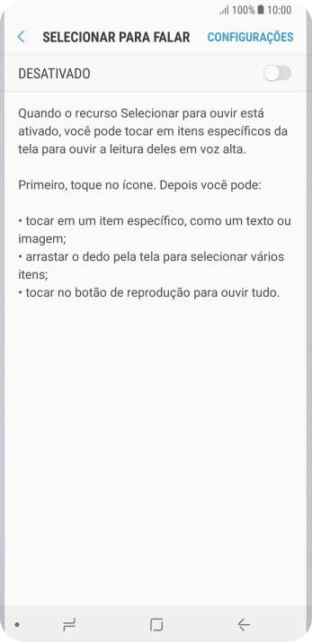Pressione o indicador para ativar a função. Pressione o indicador para ativar a função.