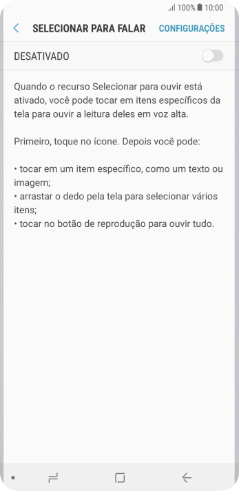 Pressione o indicador para ativar a função. Pressione o indicador para ativar a função.